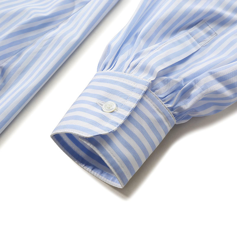 Shop (W) WEEKEND MaxMara Fufy Kemeja Garis Lengan Panjang Wanita Biru Muda 1511105106034-FUFY