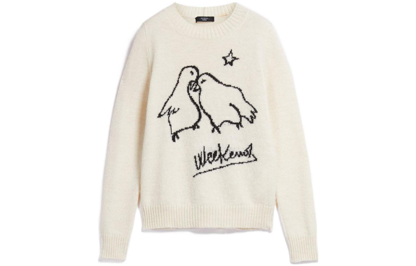 Order (W) WEEKEND MaxMara FW22 Alpaca Cotton Putih Sweater WE5366132906-005