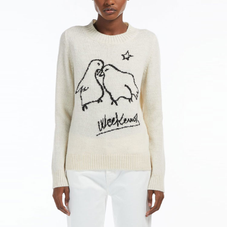 Shop (W) WEEKEND MaxMara FW22 Alpaca Cotton Putih Sweater WE5366132906-005
