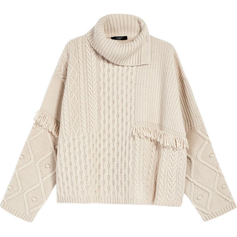 (Women) WEEKEND MaxMara FW22  Beige Turtleneck Pullover Knit Sweater. 5366222306-AEDO