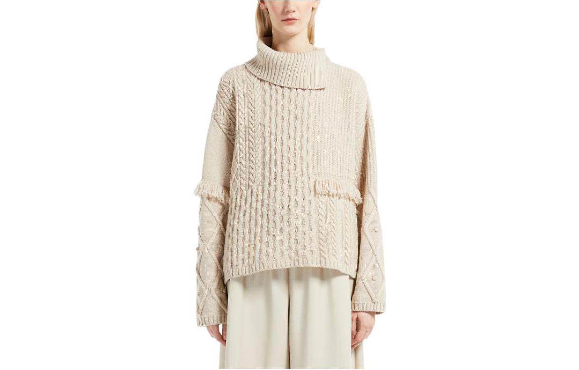 Order (W) WEEKEND MaxMara FW22 Beige Turtleneck Pullover Sweater Rajut. 5366222306-AEDO