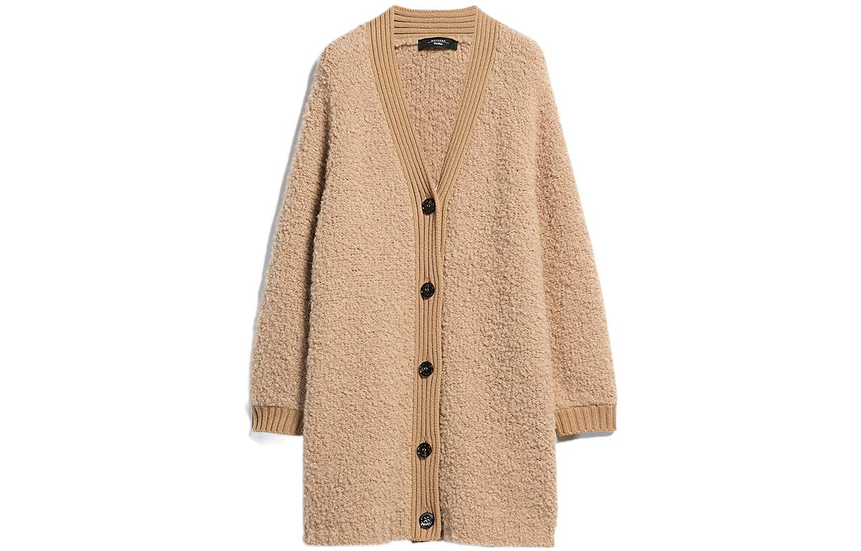 Order (W) 위켄드 막스마라 FW22 카멜 알파카 블렌드 니트 스웨터 솔리드 컬러. 5316012906001-ENFASI