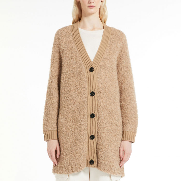 Lookbook (W) 위켄드 막스마라 FW22 카멜 알파카 블렌드 니트 스웨터 솔리드 컬러. 5316012906001-ENFASI