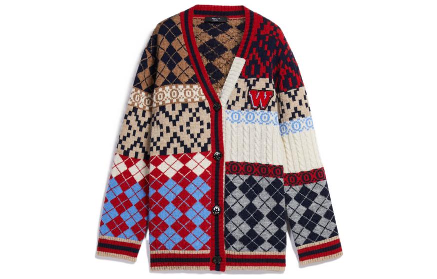 Order (W) 위켄드 막스마라 FW22 알파카 블렌드 컬러블록 니트 가디건 여성 블루 백투스쿨. 5346052906003-FIORIRE