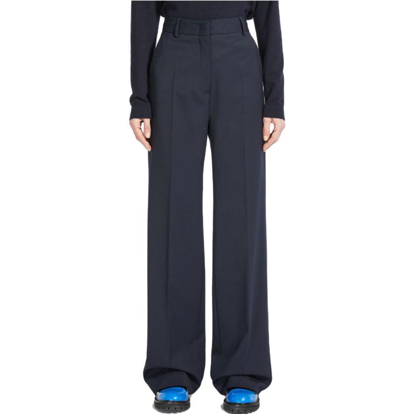 Lookbook (W) WEEKEND MaxMara ブラックプリーツ ストレートレッグ カジュアルパンツ FW23 5136053306-001