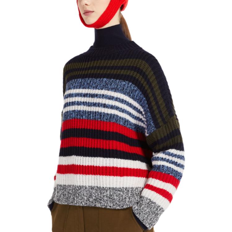 Shop (W) WEEKEND MaxMara 2023秋冬 海军蓝条纹羊毛针织套头毛衣. 5366103306-015