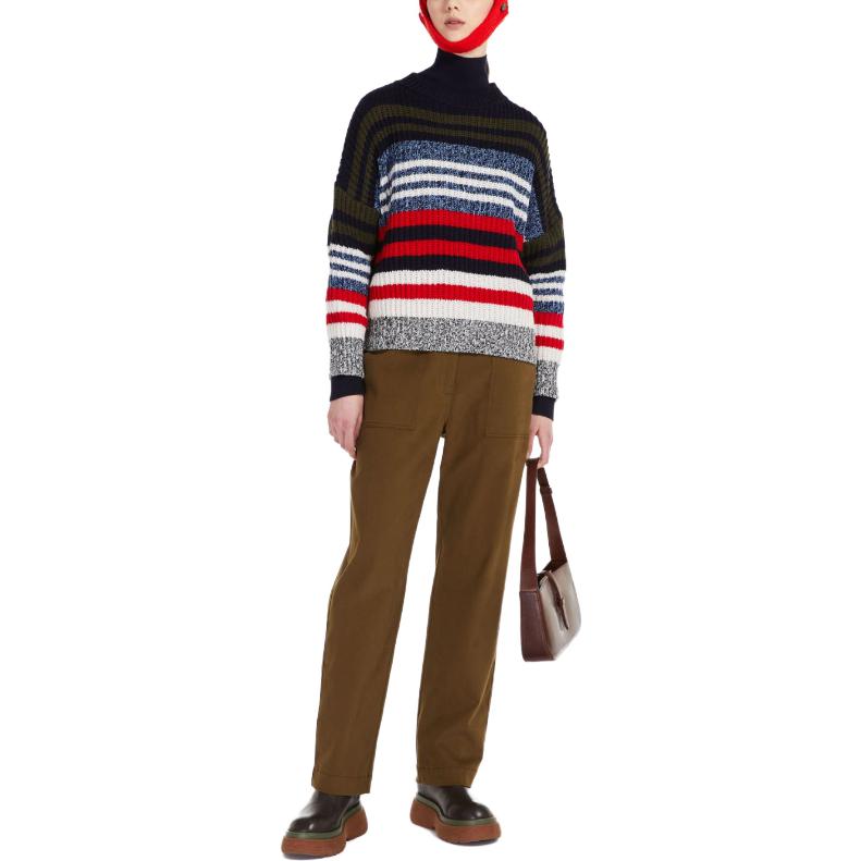 Details for (W) WEEKEND MaxMara 2023秋冬 海军蓝条纹羊毛针织套头毛衣. 5366103306-015