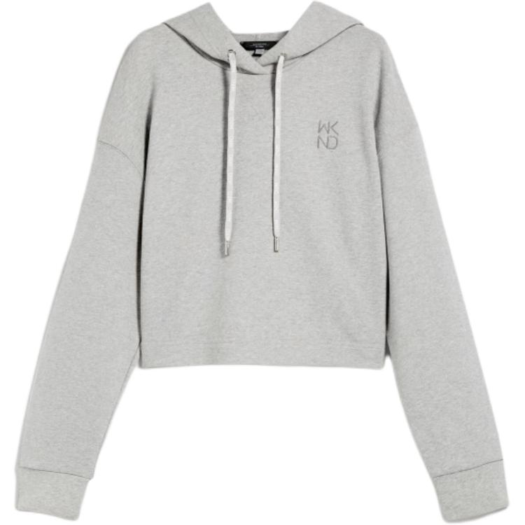 (Women) WEEKEND MaxMara Grey Hoodie with Embroidered Logo, Casual and Loose Fit 5921014106