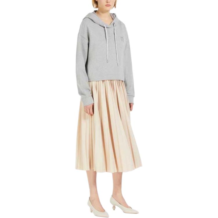 Lookbook (W) WEEKEND MaxMara 灰色刺繡Logo連帽衫，休閒寬鬆版型 5921014106