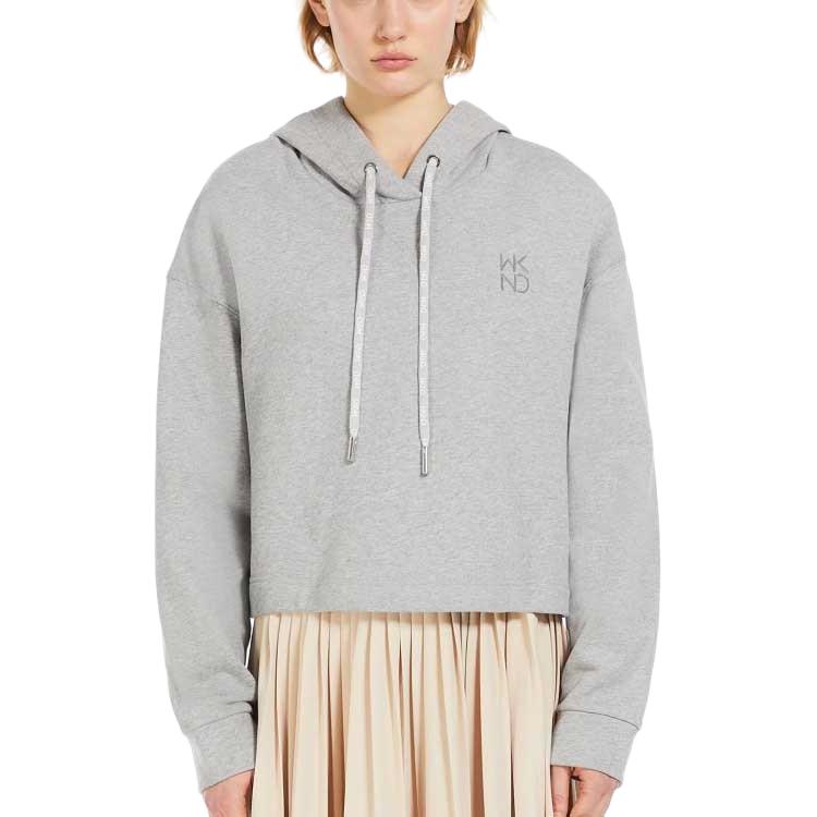 Shop (W) WEEKEND MaxMara 灰色刺繡Logo連帽衫，休閒寬鬆版型 5921014106