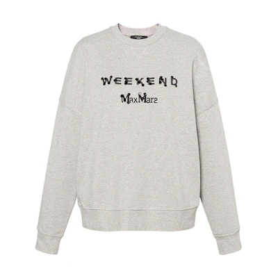 (Women) WEEKEND MaxMara Hot Series Logo Print Crewneck Sweatshirt Women Grey. 5921033706001-HOT