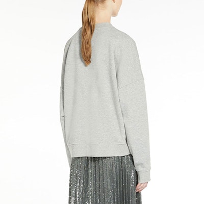 (W) WEEKEND MaxMara Baju Panas Logo Cetakan Crewneck Wanita Kelabu. 5921033706001-HOT Shop (W) WEEKEND MaxMara Baju Panas Logo Cetakan Crewneck Wanita Kelabu. 5921033706001-HOT