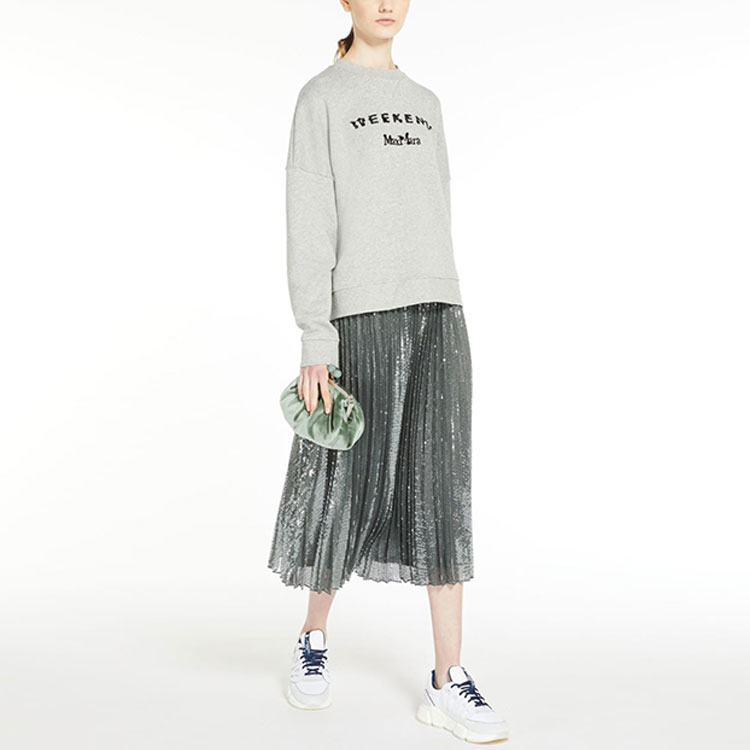 Purchase (W) WEEKEND MaxMara Baju Panas Logo Cetakan Crewneck Wanita Kelabu. 5921033706001-HOT