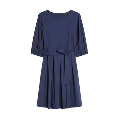 (Women) WEEKEND MaxMara Jumbo Solid Color Short-Sleeve Mini Dress Women’s Navy Blue 5621074206011-JUMBO