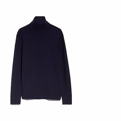 (Women) WEEKEND MaxMara Kiku Series Silk Wool Turtleneck Sweater Women’s Navy Blue. 5366013306005-KIKU