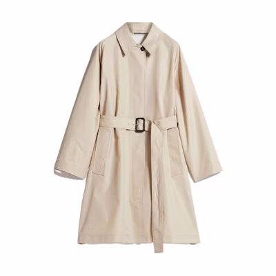 (Women) WEEKEND MaxMara Lembi Khaki Belted Casual Trench Coat with Lapel Collar 5021023706003-LEMBI