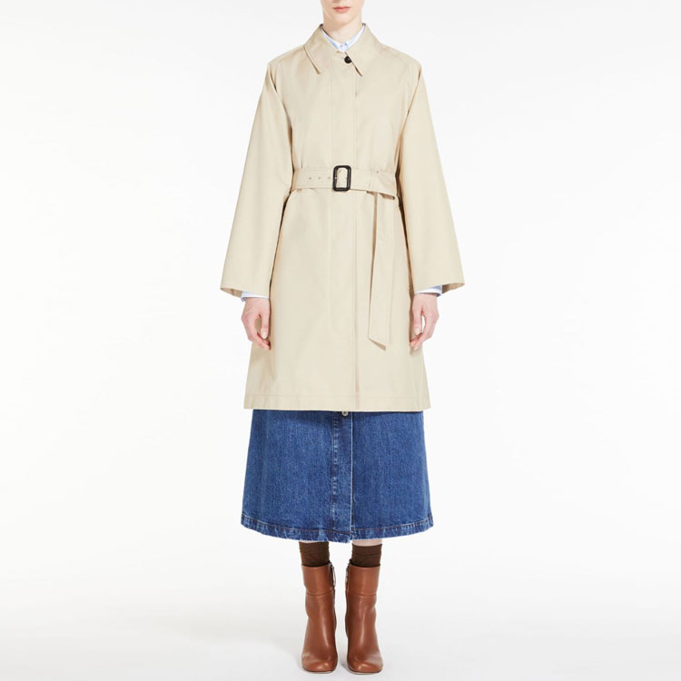 Lookbook (W) Abrigo Trench Casual WEEKEND MaxMara Lembi Caqui con Cinturón y Cuello Solapa 5021023706003-LEMBI