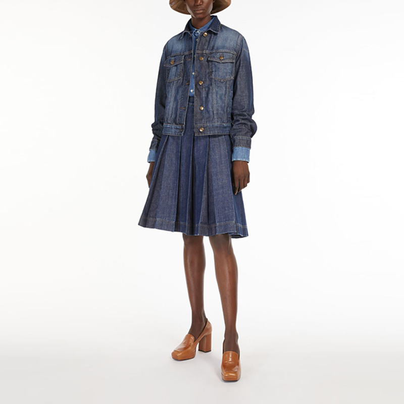 Shop (W) WEEKEND MaxMara Malizia Jaket Denim Crop Biru Katun. 5041102706009-MALIZIA