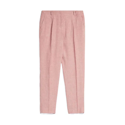 (Women) WEEKEND MaxMara Nobile High-Waist Linen Straight Pants Pink 5131072106012-NOBILE