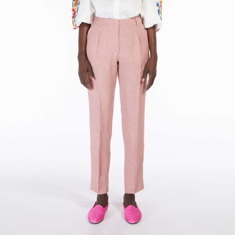 Shop (W) Pantalones Rectos de Lino de Talle Alto WEEKEND MaxMara Nobile Rosa. 5131072106012-NOBILE