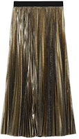 (Women) WEEKEND MaxMara Nurra Pleated Georgette Midi Skirt Gold - Casual Elastic Waist 5101064106001-NURRA (Women) WEEKEND MaxMara Nurra Pleated Georgette Midi Skirt Gold - Casual Elastic Waist 5101064106001-NURRA