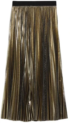 (Women) WEEKEND MaxMara Nurra Pleated Georgette Midi Skirt Gold - Casual Elastic Waist 5101064106001-NURRA Buy (Women) WEEKEND MaxMara Nurra Pleated Georgette Midi Skirt Gold - Casual Elastic Waist 5101064106001-NURRA