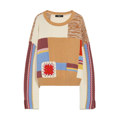(Women) WEEKEND MaxMara Padana Patchwork Cotton Sweater Multicolor Pullover. 5361234106002-PADANA