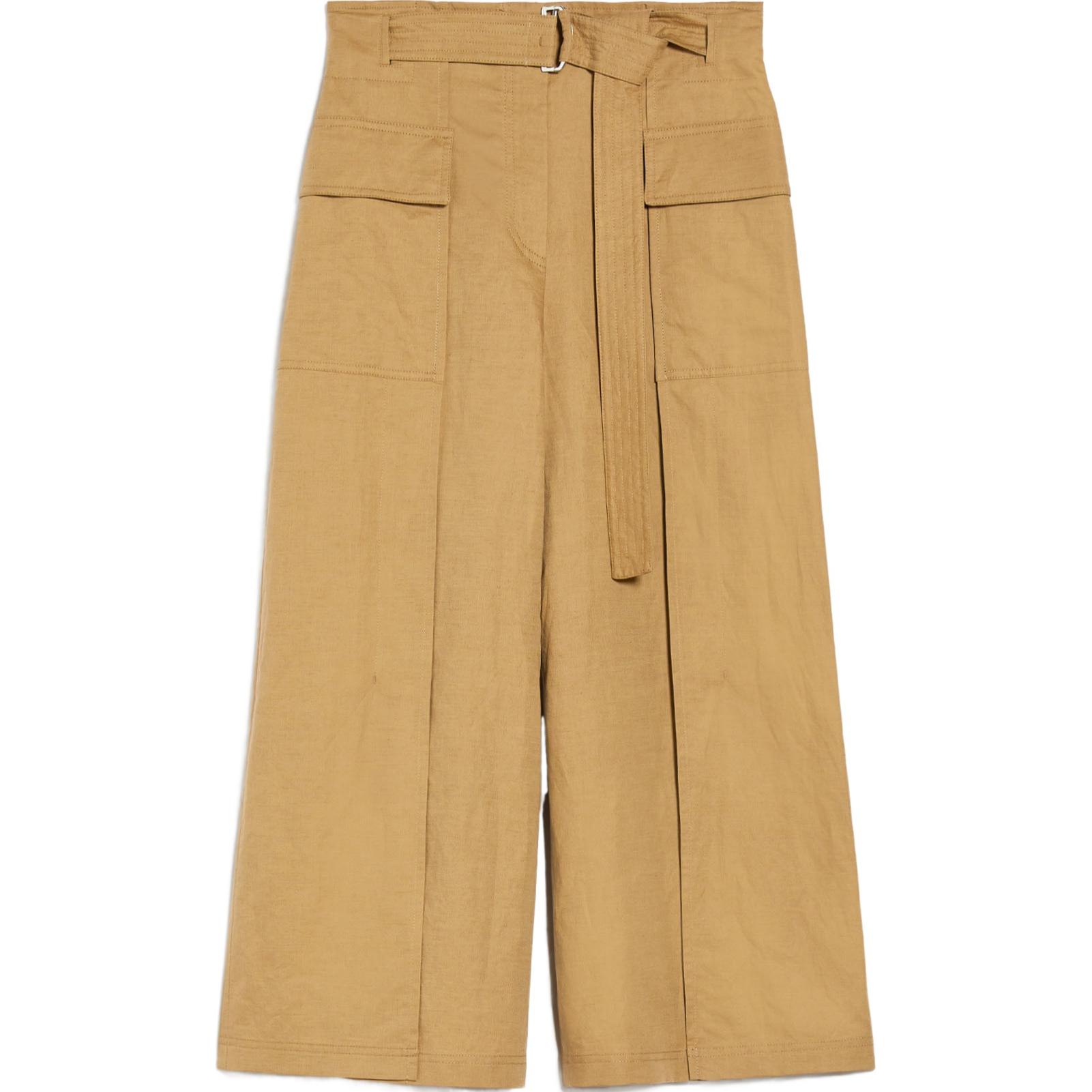 (Women) WEEKEND MaxMara Pinide  Khaki High-Waist Wide-Leg Casual Pants. 5131154206003-PINIDE