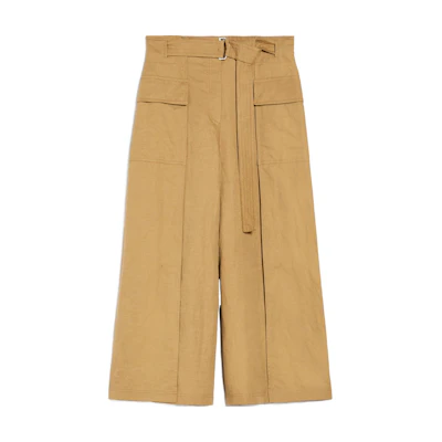 (Women) WEEKEND MaxMara Pinide Khaki High-Waist Wide-Leg Casual Pants. 5131154206003-PINIDE