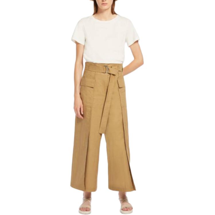 Lookbook (W) 위켄드 맥스마라 피나이데 카키 하이웨이스트 와이드레그 캐주얼 팬츠. 5131154206003-PINIDE