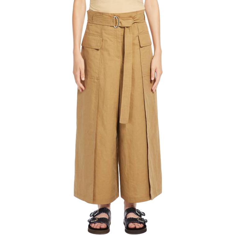 Shop (W) 위켄드 맥스마라 피나이데 카키 하이웨이스트 와이드레그 캐주얼 팬츠. 5131154206003-PINIDE