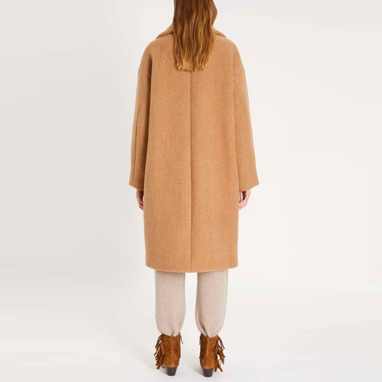 Shop (W) WEEKEND MaxMara Ragione Coat Coklat Longgar dengan Desain Kerah 5016171306002-RAGIONE