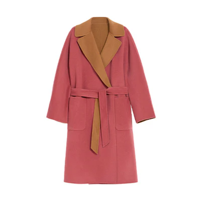 (Women) WEEKEND MaxMara Rail Double-Sided Wool Coat Burgundy 5016031906017-RAIL