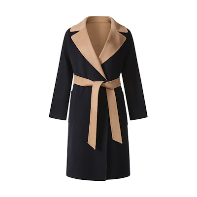 (Women) WEEKEND MaxMara RAIL Reversible Wool Midi Coat Navy Blue. 5016031906014-RAIL