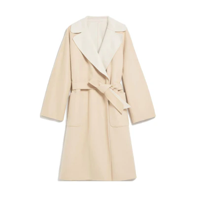 (Women) WEEKEND MaxMara Rail Series Beige Double-Sided Coat with Belt. 5016042906013-RAIL
