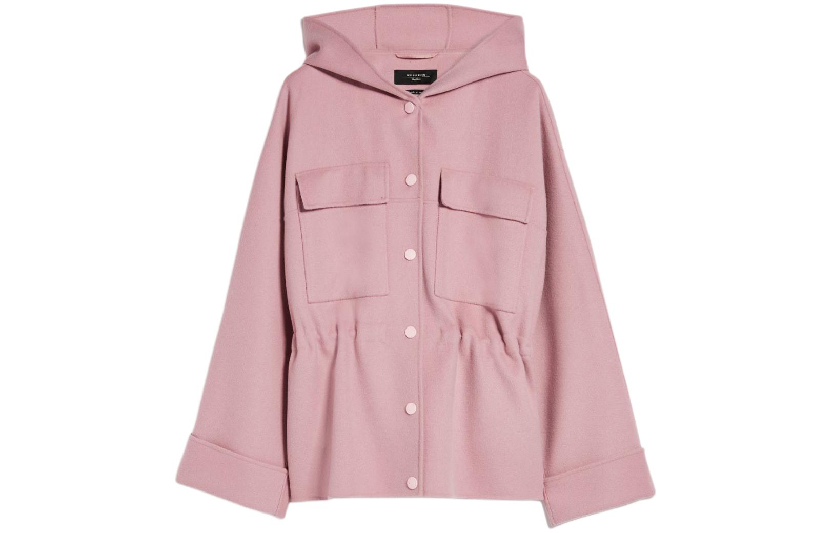 (Women) WEEKEND MaxMara Rango Hooded Wool Parka Pink  Loose-Fit Coat. 5081054106049-RANGO