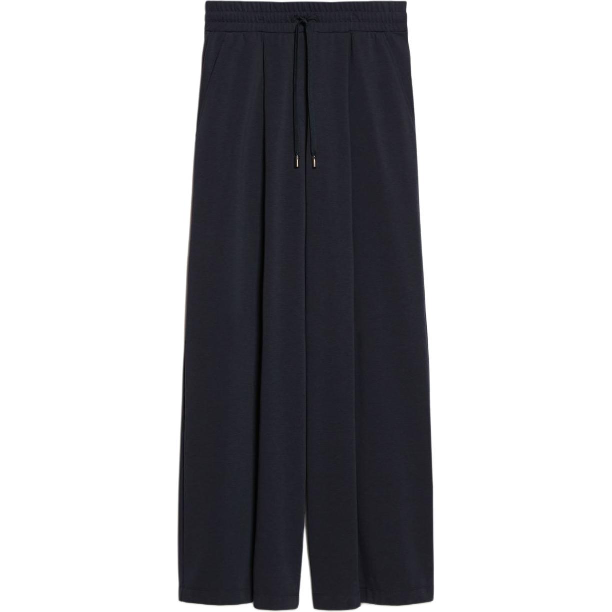 (Women) WEEKEND MaxMara Romagna Navy Blue Wide-Leg Drawstring Trousers for Women. 5786014106003-ROMAGNA