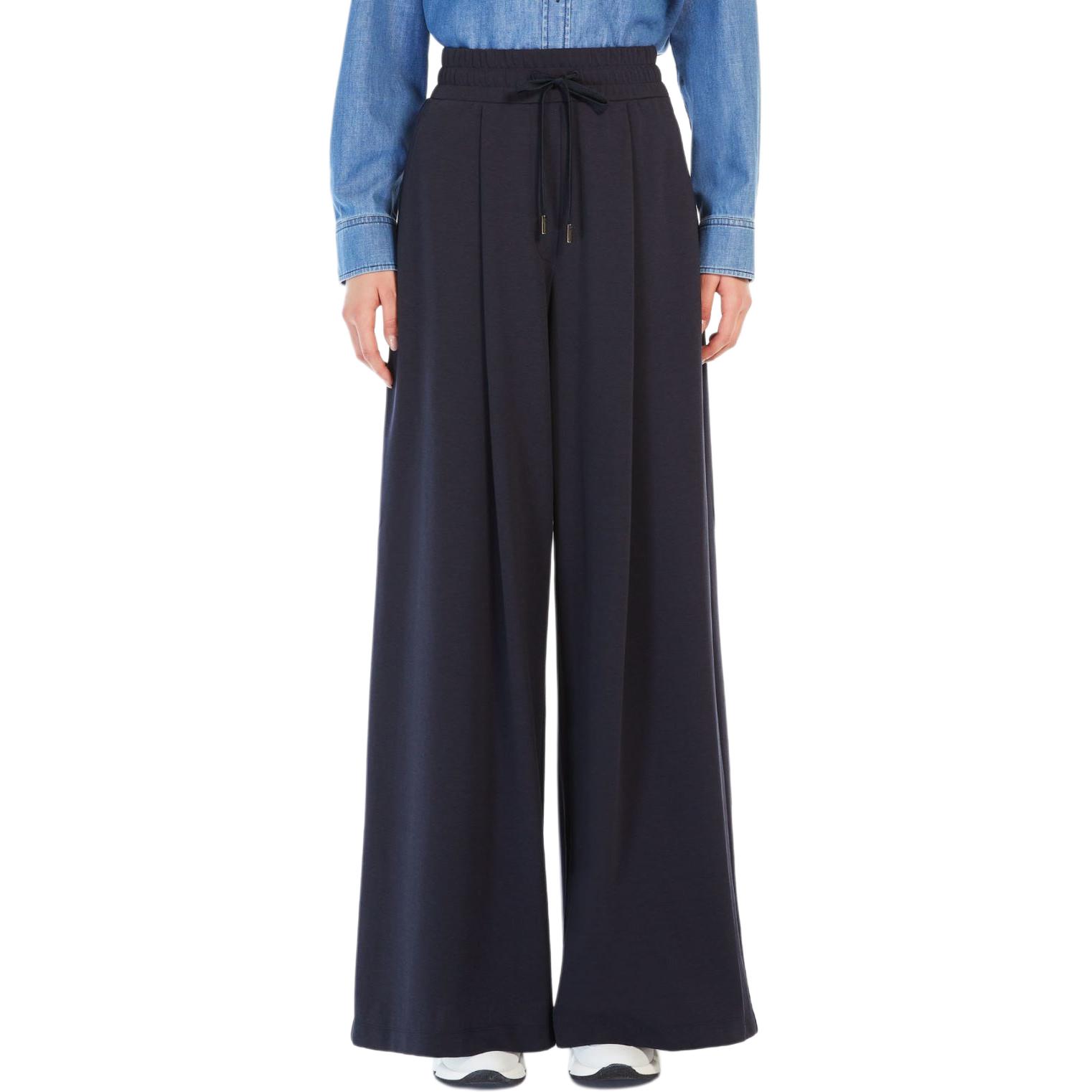 Lookbook (W) WEEKEND MaxMara Romagna 女士海军蓝宽腿抽绳长裤。 5786014106003-ROMAGNA