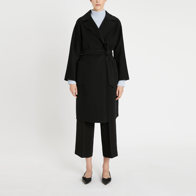 Lookbook (W) WEEKEND MaxMara ROVO 黑色羊毛中长款腰带休闲外套 5016081906013-ROVO