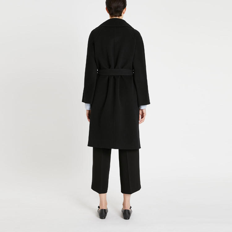 Purchase (W) WEEKEND MaxMara ROVO 黑色羊毛中长款腰带休闲外套 5016081906013-ROVO