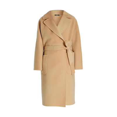 (Women) WEEKEND MaxMara Rovo Camel Belted Loose-Fit Coat with Collar. 5016081906016-ROVO