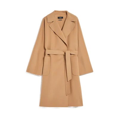 (Women) WEEKEND MaxMara Rovo Camel Solid Tie-Waist Long Coat. 5016032906016-ROVO