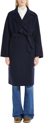 (W) WEEKEND MaxMara Rovo Navy Blue Jaket Wanita Longgar Ikat Pinggang. 5016032906015-ROVO Lookbook (W) WEEKEND MaxMara Rovo Navy Blue Jaket Wanita Longgar Ikat Pinggang. 5016032906015-ROVO