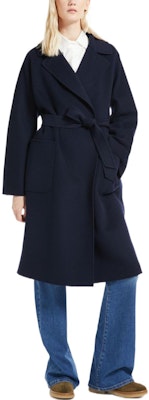 (W) WEEKEND MaxMara Rovo Navy Blue Jaket Wanita Longgar Ikat Pinggang. 5016032906015-ROVO Shop (W) WEEKEND MaxMara Rovo Navy Blue Jaket Wanita Longgar Ikat Pinggang. 5016032906015-ROVO