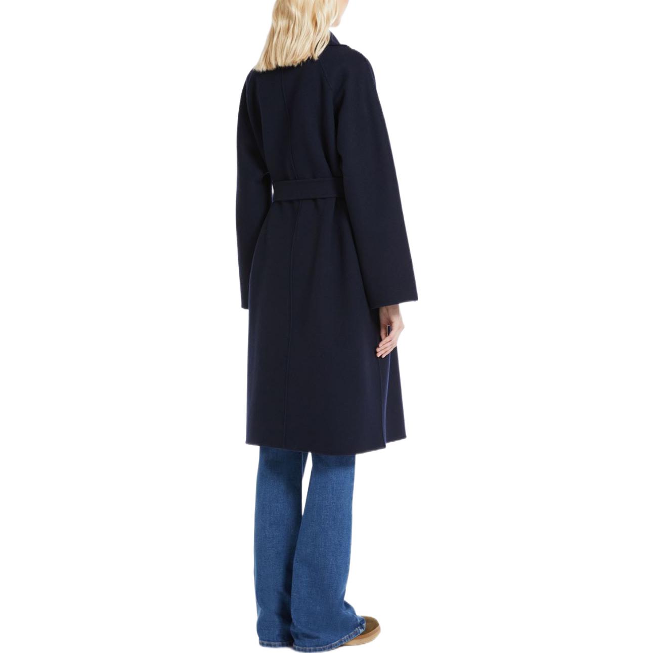 Purchase (W) WEEKEND MaxMara Rovo Navy Blue Jaket Wanita Longgar Ikat Pinggang. 5016032906015-ROVO