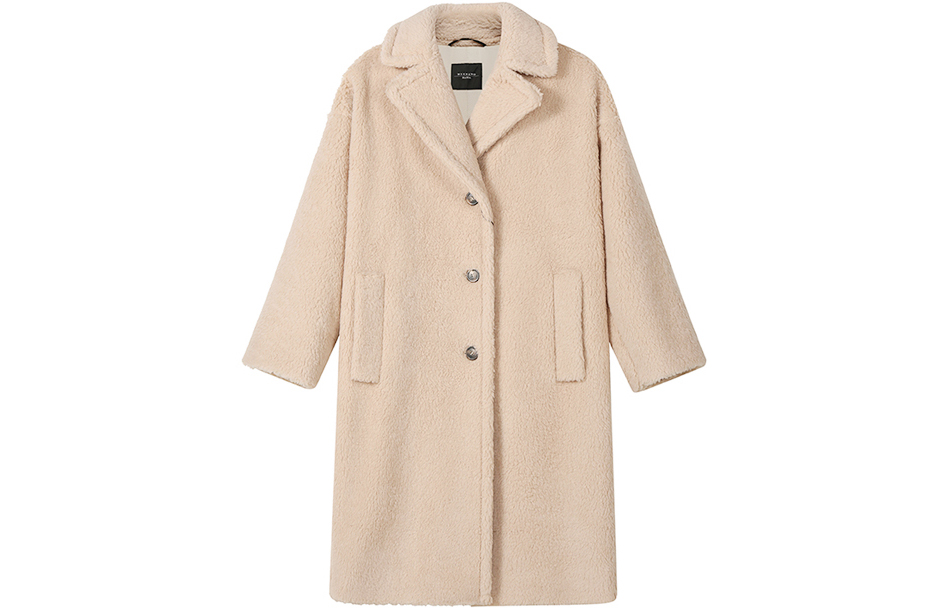 (Women) WEEKEND MaxMara Salmone Beige Long Button Coat for Women. 5016032306005-SALMONE