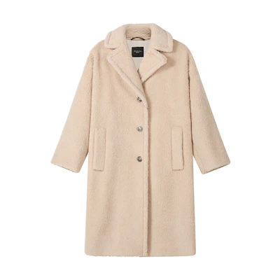 (Women) WEEKEND MaxMara Salmone Beige Long Button Coat for Women. 5016032306005-SALMONE