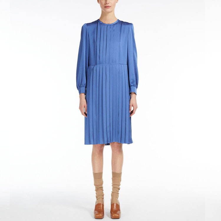 Lookbook (W) WEEKEND 막스마라 셔르모 새틴 롱슬리브 드레스 여성 코발트 블루 5221042706002-SCHERMO