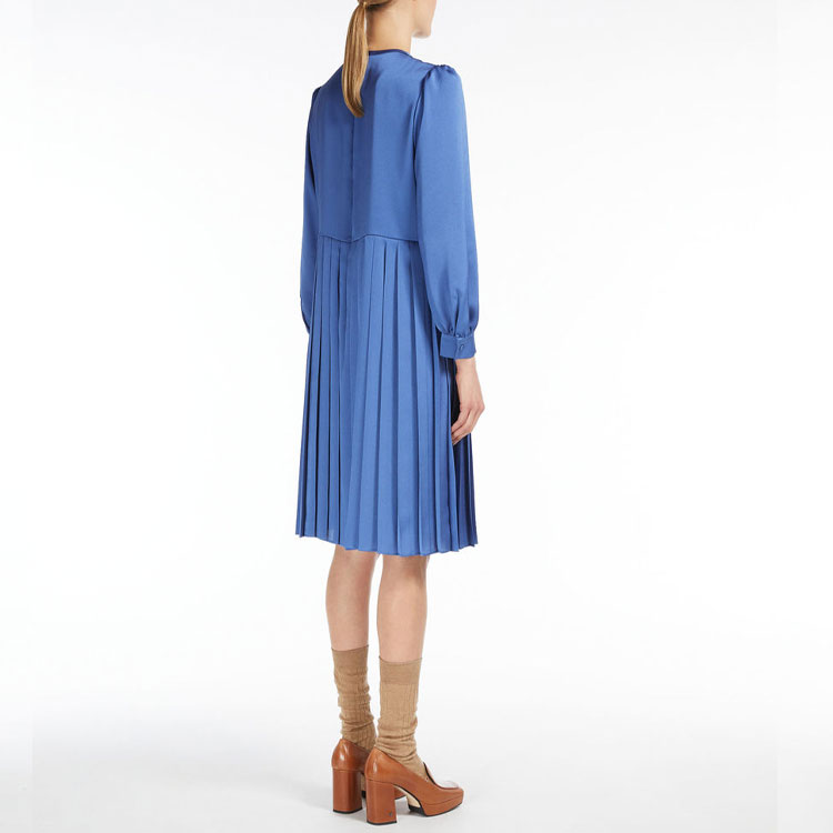 Shop (W) WEEKEND 막스마라 셔르모 새틴 롱슬리브 드레스 여성 코발트 블루 5221042706002-SCHERMO