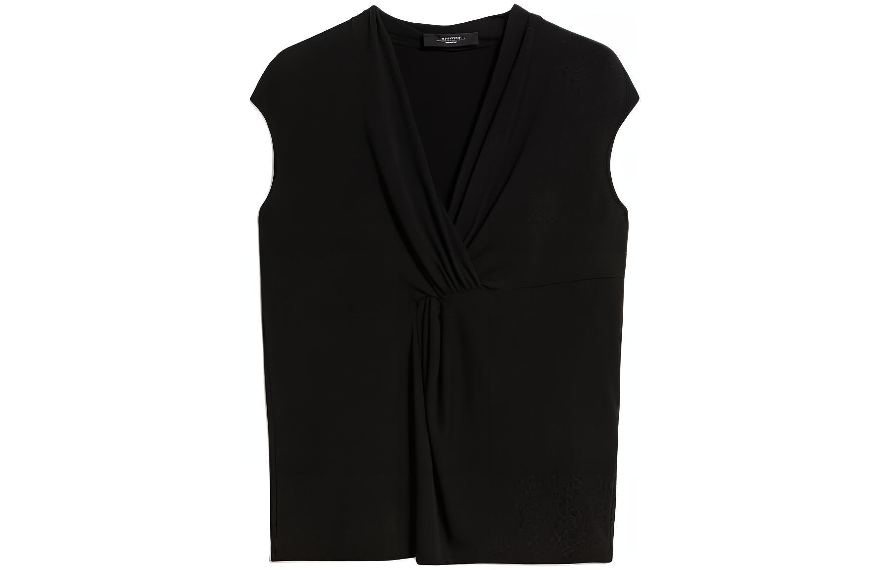 (Women) WEEKEND MaxMara Slim-Fit V-Neck Sleeveless Tank Top Black 5941144206001-NEGOZI